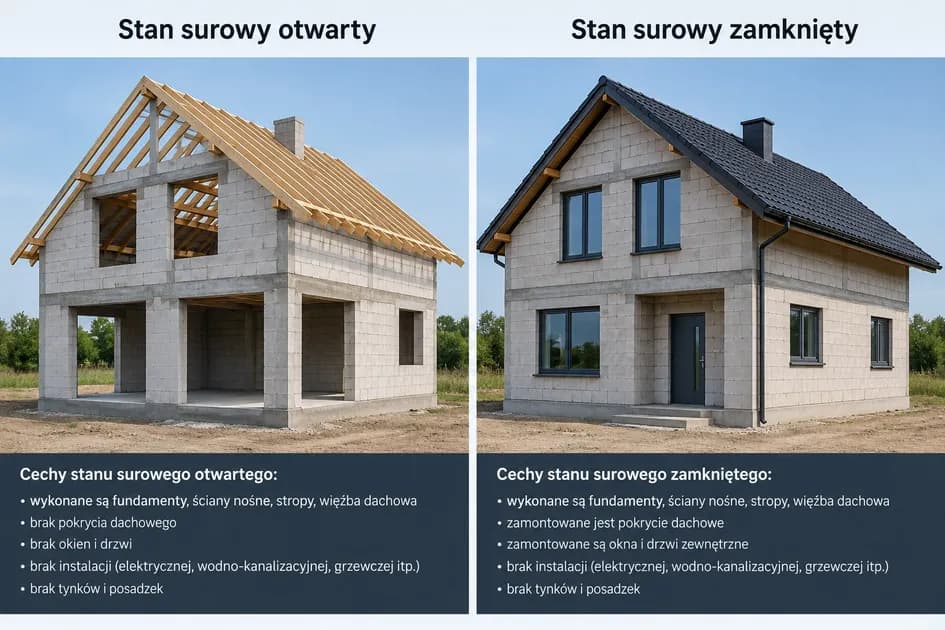 Co to jest stan surowy otwarty i zamknięty? Definicje, zakres prac i koszty